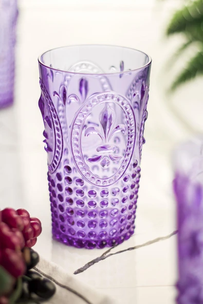 Akrilik Mor Tekli Uzun Bardak & Su Meşrubat Bardağı 750 Ml ( Büyük Boy & Cam Değildir )