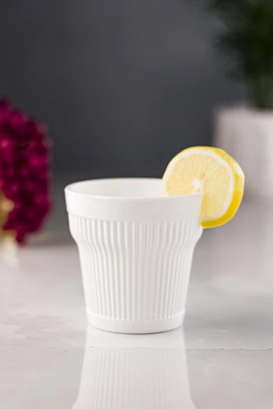 Akrilik Beyaz Tekli Kısa Bardak & Su Meşrubat Kahve Yanı Bardağı 300 Ml ( Cam Değildir )
