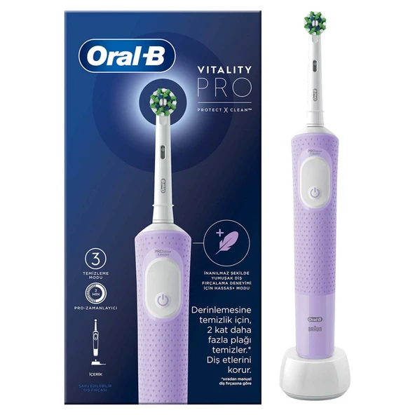 Şarjlı Diş Fırçası Vitality Pro Lila (2'li Paket)