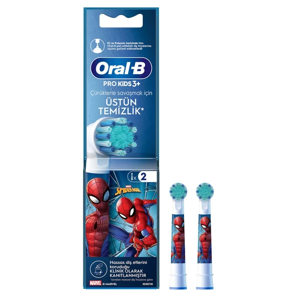 Spiderman Şarjlı Diş Fırçası Yedek Başlığı Beyaz 2'li (7'li Paket)