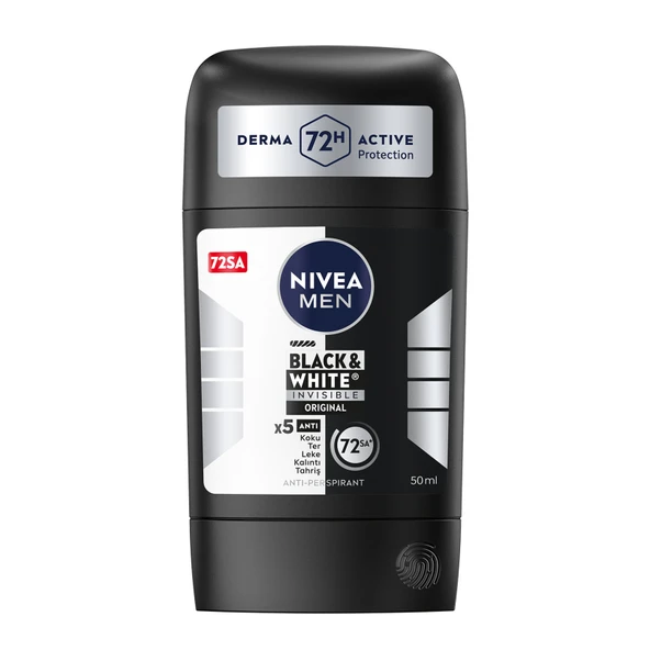 Erkek Stick Deodorant Black&White 72 Saat Anti-perspirant Insible Original 50 ml (8'li Paket)