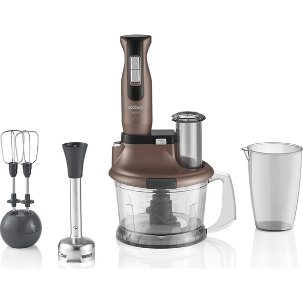 Arzum Hestia Çoklu Blender Seti 1500 W 800 ml Kapasiteli Buz Kırma Fonksiyonu ile Toprak Renk
