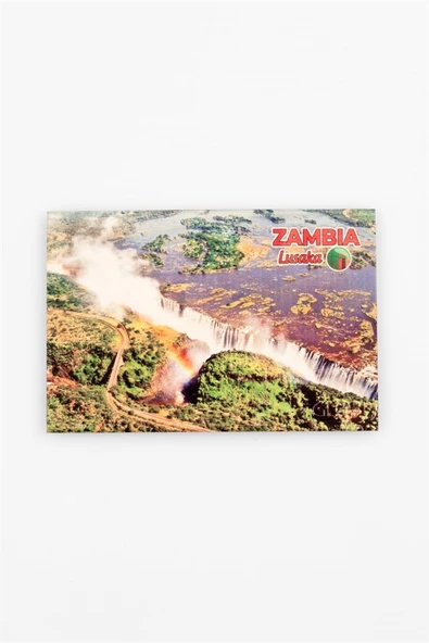 Zambiya Temalı Ahşap Kartpostal Magnet - Resim 3