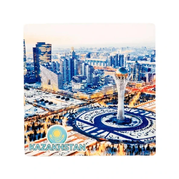 Kazakistan Temalı Ahşap Bardak Altlığı ürün görseli 1