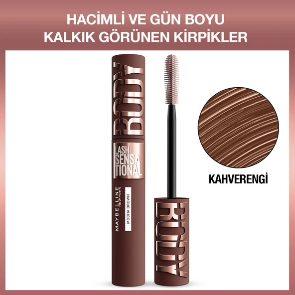 Maybelline New York Lash Sensational Body Kahverengi Maskara - Hacimli ve Gün Boyu Kalkık Görünen Kirpikler