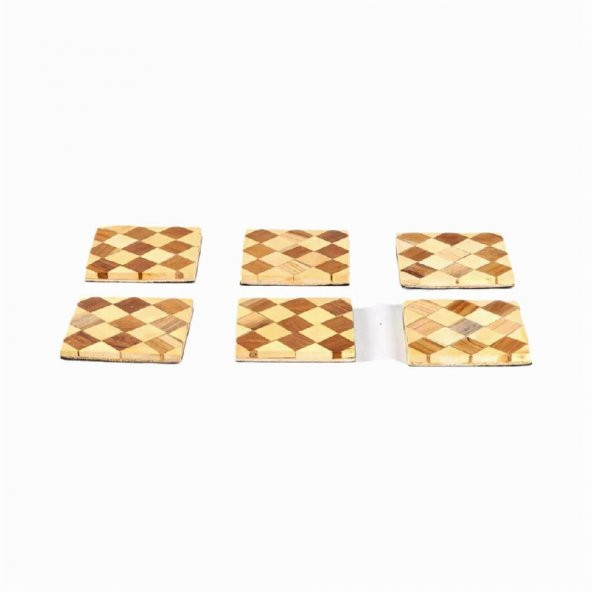 Ahşap Altılı Bardak Altlığı Kare 10 cm ürün görseli 1