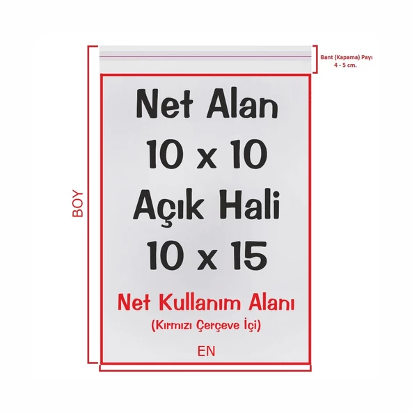 10x10+5 cm. (10x15) 25 Adet Şeffaf Bantlı Yapışkanlı Jelatin Poşet ürün görseli 1
