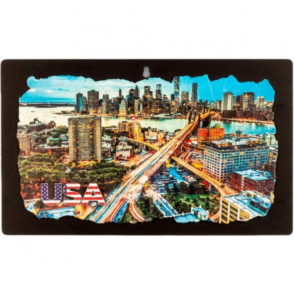 New York Temalı Ahşap Fresco Tablo ürün görseli 1