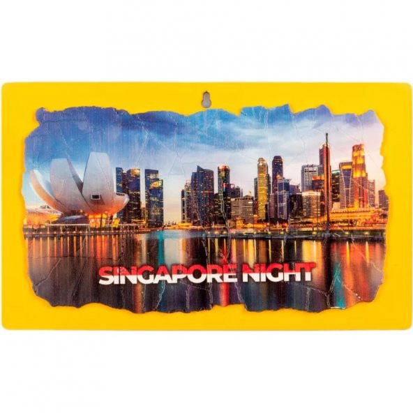 Singapur Gece Temalı Ahşap Fresco Tablo ürün görseli 1