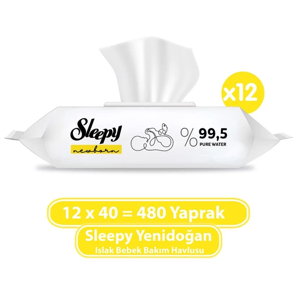 Sleepy Yenidoğan Islak Bebek Havlusu 12x40 (480 Yaprak) ürün görseli 1