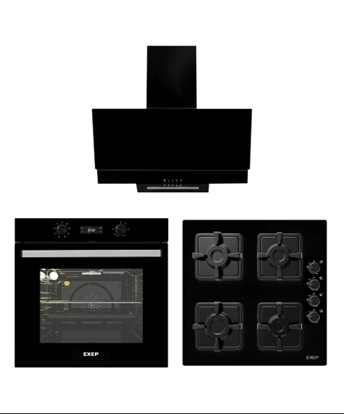 Exep Plus Line Siyah 3 Lü Ankastre Set (Ed401-Eo320-Ef260) ürün görseli 1