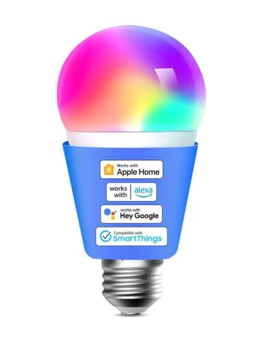 meross Akıllı Wi-Fi ampul, Apple HomeKit ile çalışır, WiFi lamba, LED, çok renkli, kısılabilir ampul, Siri, Alexa, Google Home ve SmartThings ile uyumlu, E27 sıcak beyaz