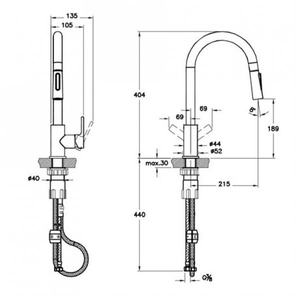 Artema Maestro Pull Down Eviye Bataryası Krom A42145 - Resim 2