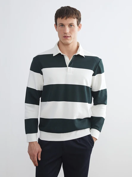 LCW Vision Yeşil Polo Yaka Erkek Sweatshirt