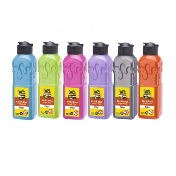 Akrilik Boya 250 Ml 6 Ara Renk 1 Paket Nova Color Akrilik Boyalar 250 Ml 6 lı ürün görseli 1