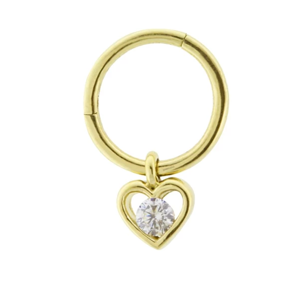 Altın Halka Piercing Kalp 14 Ayar - Resim 2