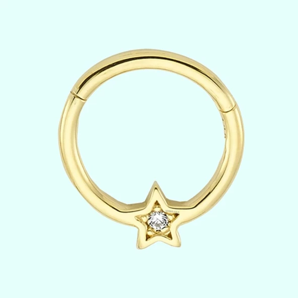 Altın Halka Piercing Yıldız 14 Ayar ürün görseli 1