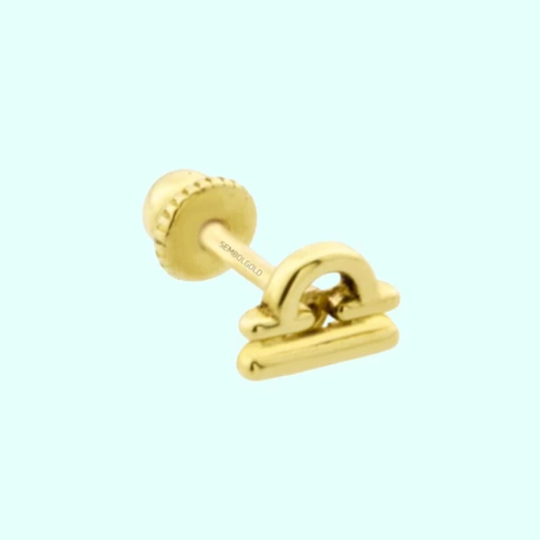 Altın Tragus Piercing 14 Ayar Terazi Burcu ürün görseli 1
