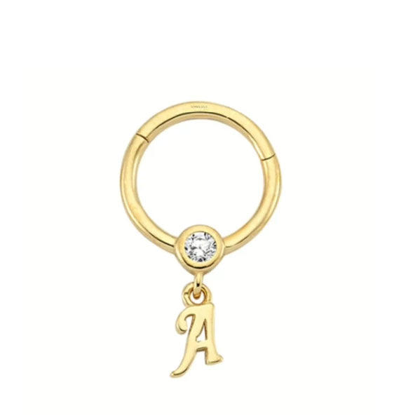 Altın Halka Piercing -A- Harf 14 Ayar - Resim 2