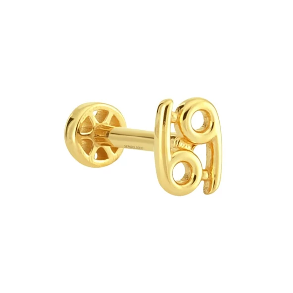 Altın Tragus Piercing 14 Ayar Yengeç Burcu - Resim 2