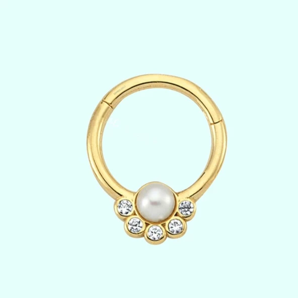 Altın Halka Piercing İnci Form 14 Ayar ürün görseli 1