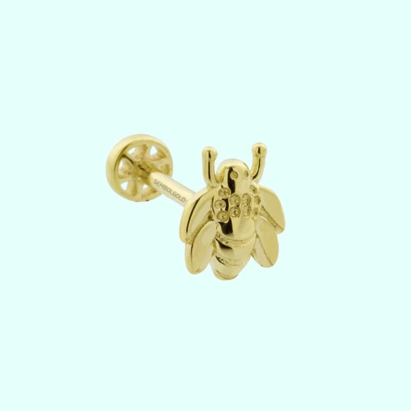 Altın Tragus Piercing Arı 14 Ayar ürün görseli 1