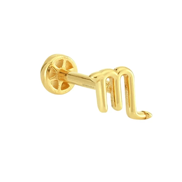 Altın Tragus Piercing 14 Ayar Akrep Burcu - Resim 2