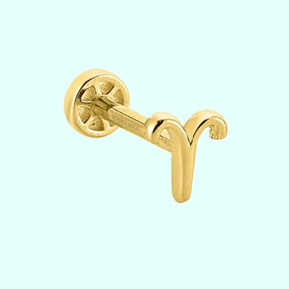 Altın Tragus Piercing 14 Ayar Koç Burcu ürün görseli 1