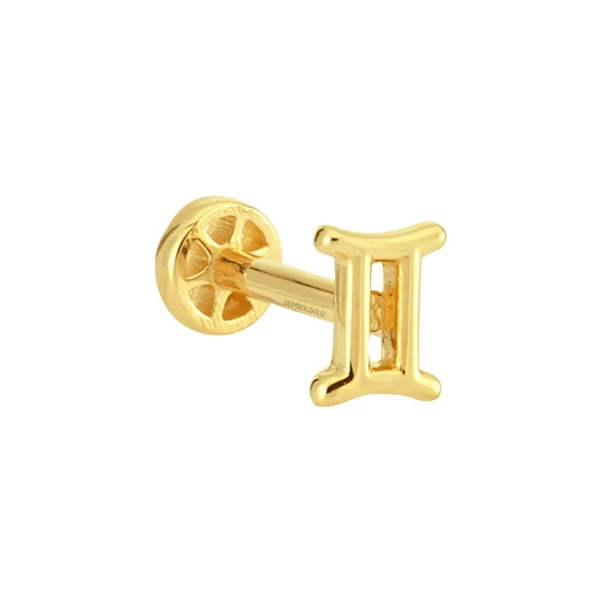 Altın Tragus Piercing 14 Ayar İkizler Burcu - Resim 2