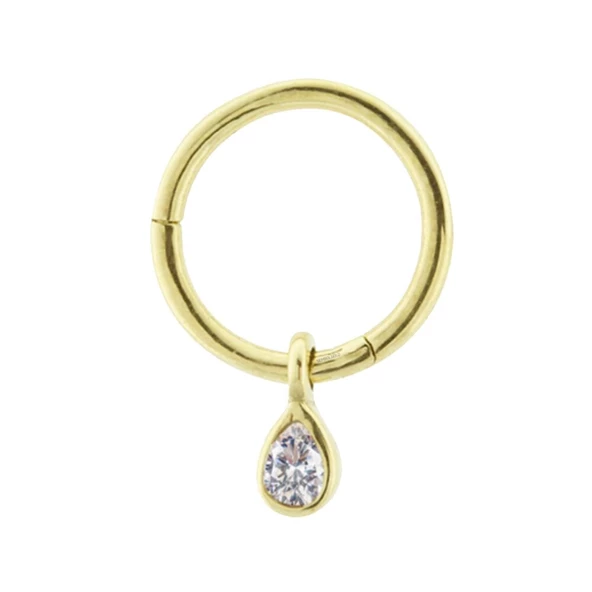 Altın Halka Piercing Damla 14 Ayar - Resim 2