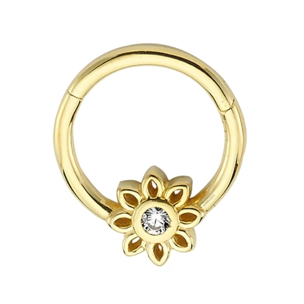 Altın Halka Piercing Tektaş Çiçek 14 Ayar - Resim 2