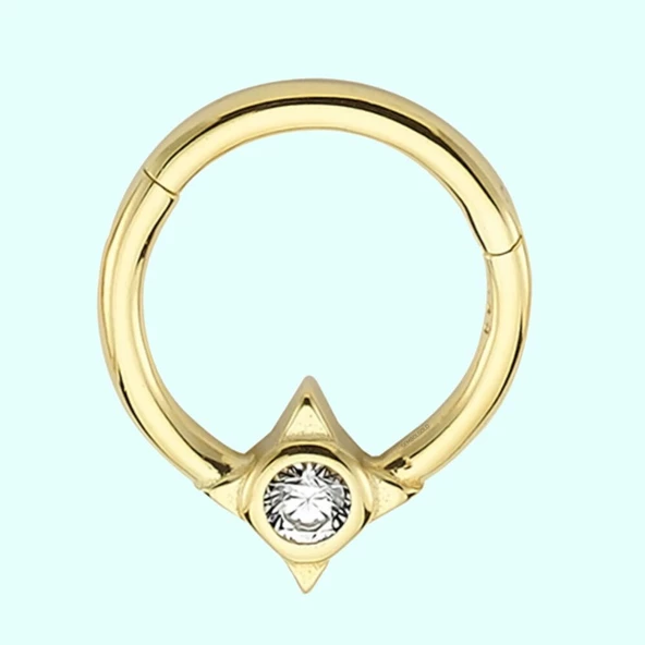 Altın Halka Piercing Tektaş Pusula 14 Ayar ürün görseli 1