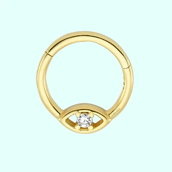 Altın Halka Piercing Tektaş Göz 14 Ayar ürün görseli 1