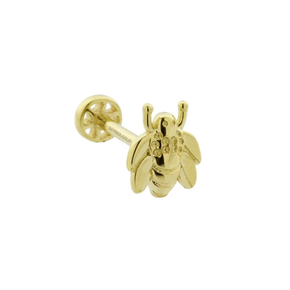 Altın Tragus Piercing Arı 14 Ayar - Resim 2