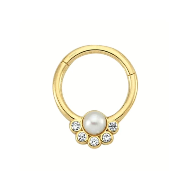 Altın Halka Piercing İnci Form 14 Ayar - Resim 2