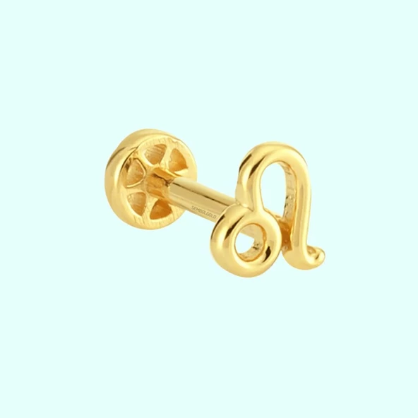 Altın Tragus Piercing 14 Ayar Aslan Burcu ürün görseli 1