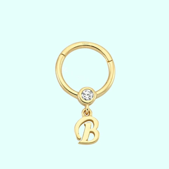 Altın Halka Piercing -B- Harf 14 Ayar ürün görseli 1