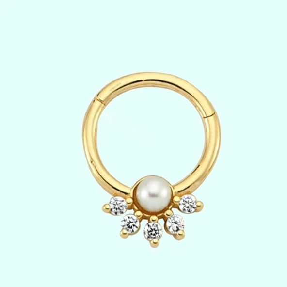 Altın Halka Piercing İnci Form 14 Ayar ürün görseli 1
