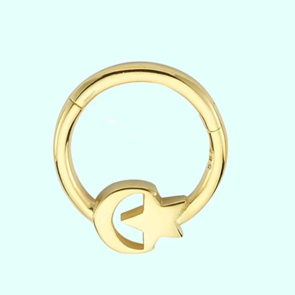Altın Halka Piercing Ayyıldız 14 Ayar ürün görseli 1