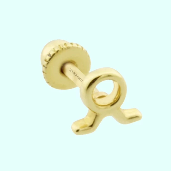 Altın Tragus Piercing 14 Ayar Boğa Burcu ürün görseli 1