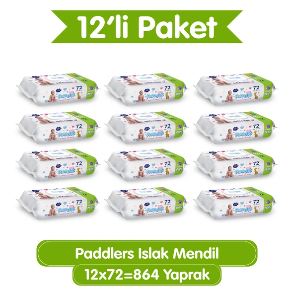 Paddlers Islak Mendil 12x72 li Koli (864 Yaprak) ürün görseli 1