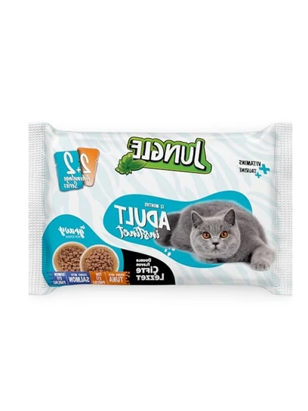 Çift Lezzet Pouch Yetişkin Kedi Ton - Somonlu 4 x 100 g