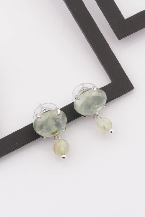 Prehnite Doğal Taş Küpe ürün görseli 1