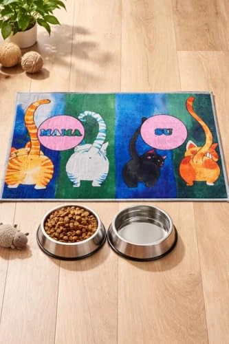 Renkli Kedi  Matı, Kedi Servis Altlığı, Su ve  Kabı Paspası, Oyun Matı,  Paspası