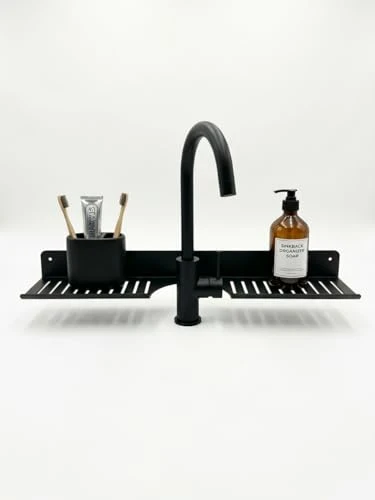 Orret Home Eviye Önü Organizer Rafı Metal Lavabo Üstü Raf Mutfak Evye Üstü Organizer Duvara Yapışkanlı Delmeden Montaj Lavabo Arkası Raf Süngerlik Sabunluk Mutfak Rafı
