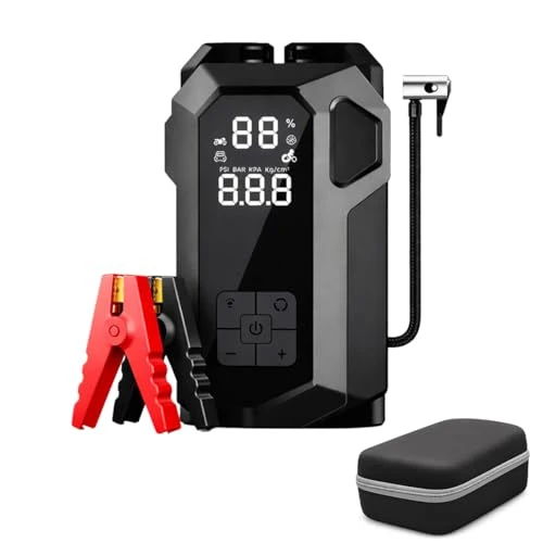 Akü Takviye Cihazı 4’ü 1 Arada Jump Starter 150 PSI Hava Kompresörü Powerbank & LED Fener Taşıma Çantalı