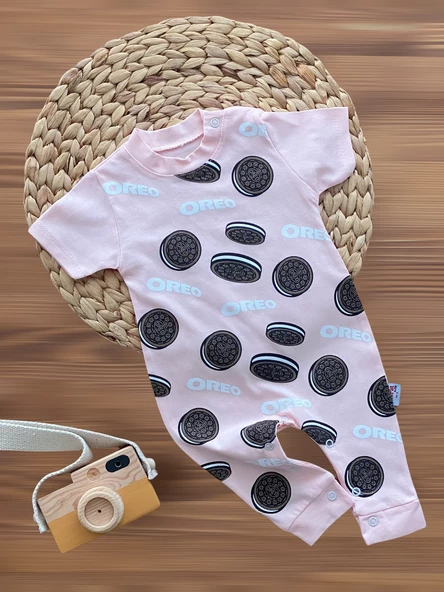 Murat Baby Neşeli Bebeklerimiz Baskılı Kısa Kollu Tulum Pembe ürün görseli 1