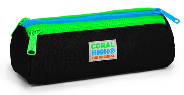 Coral High Siyah-Yeşil Üç Bölmeli Kalem Çantası -Erkek Çocuk ürün görseli 1