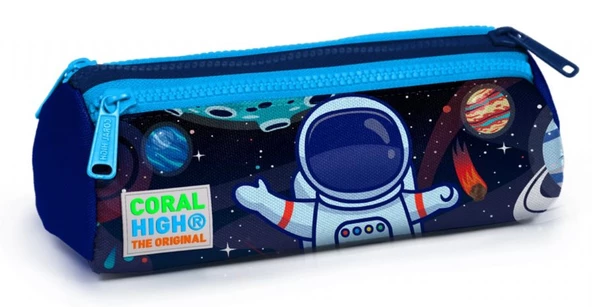 Coral High Mavi Astronot Baskılı Üç Bölmeli Kalem Çantası -Erkek Çocuk ürün görseli 1