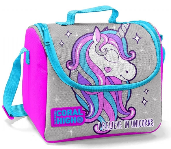 Coral High Pembe Unicorn Desenli Termoslu Beslenme Çantası - Kız Çocuk ürün görseli 1